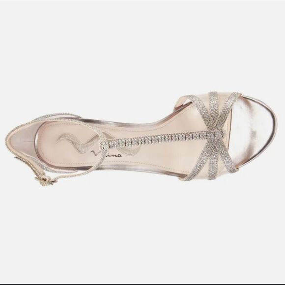 BRAND NEW NINA STRAPPY HEEL SPARKLE&SHINE OPEN TOE SANDAL - Picture 1 of 15